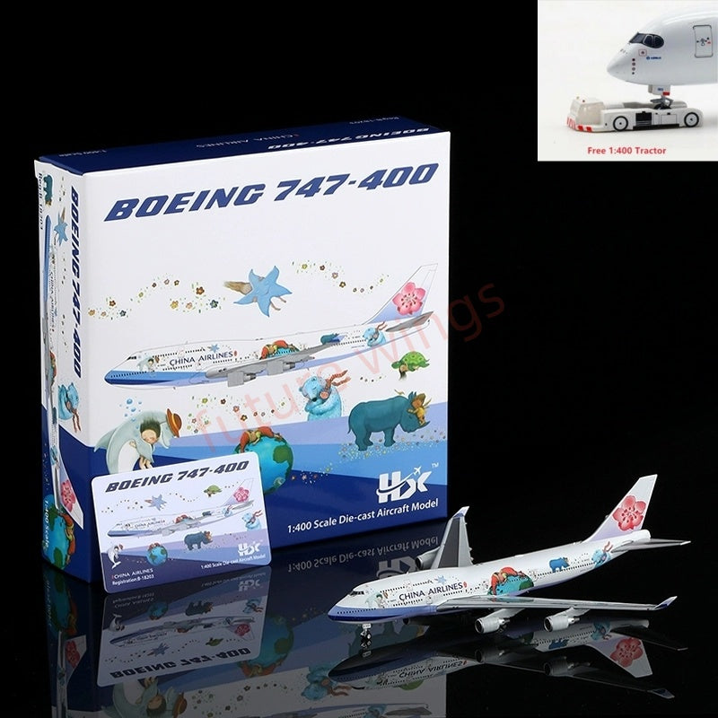 1:400 HX Models China Airlines B747-400 B-18203 Aircraft Model Free Tractor +Stand