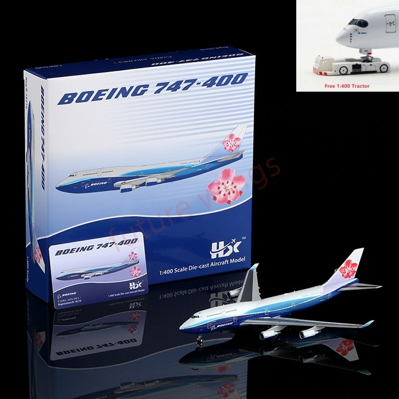 1:400 HX Models China Airlines B747-400 B-18210 Aircraft Model Free Tractor +Stand
