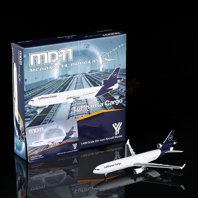 1:400 YY Wings Lufthansa Cargo MD-11 D-ALCD Aircraft Model+Free Tractor