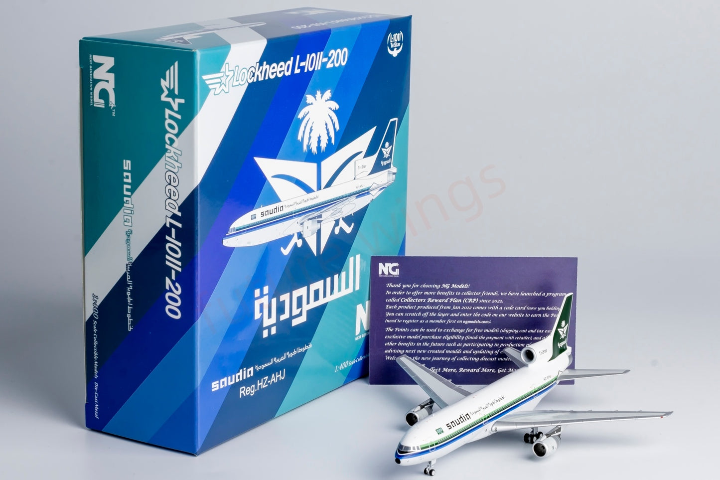1:400 NG Models NG32012 Saudia Lockheed L-1011-200 HZ-AHJ Aircraft Model+Free Tractor