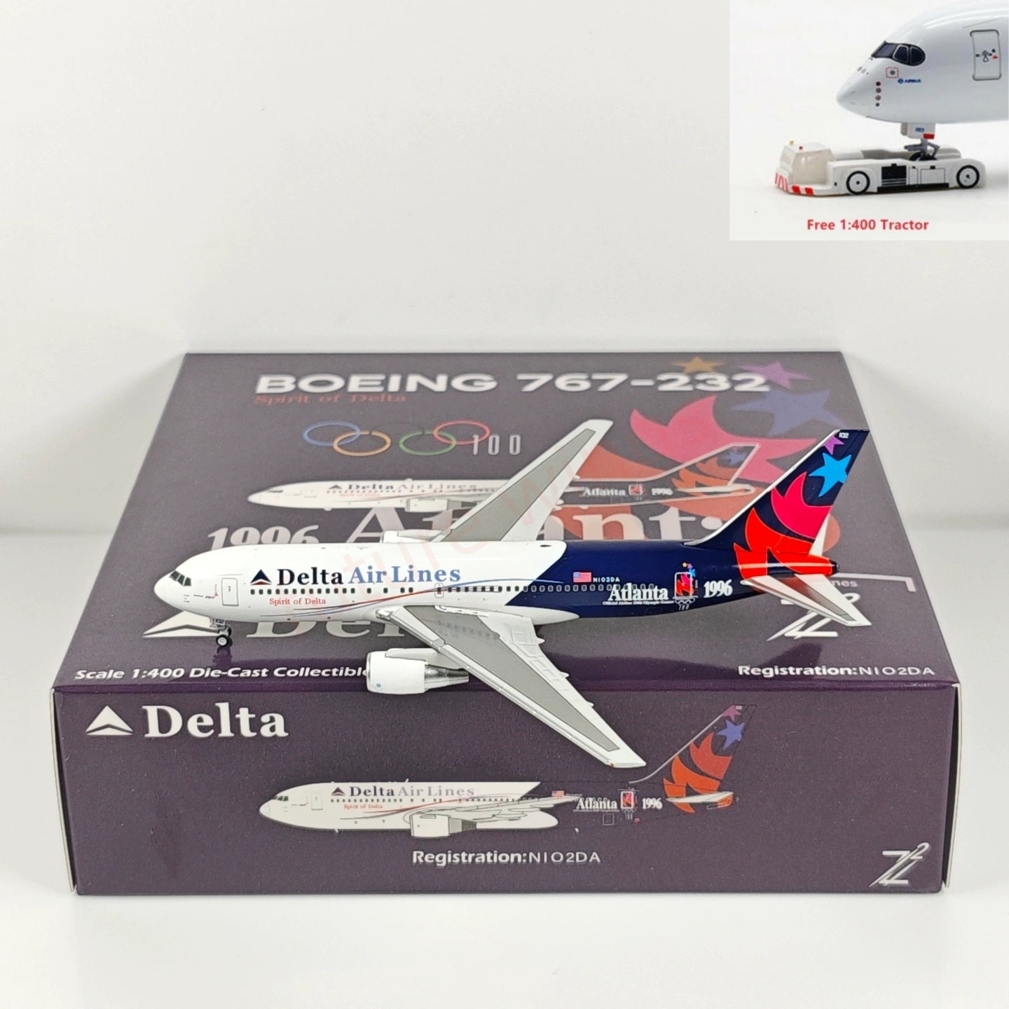 1:400 Z² Model Delta Airlines B767-200 N102DA Aircraft Model+Free Tractor