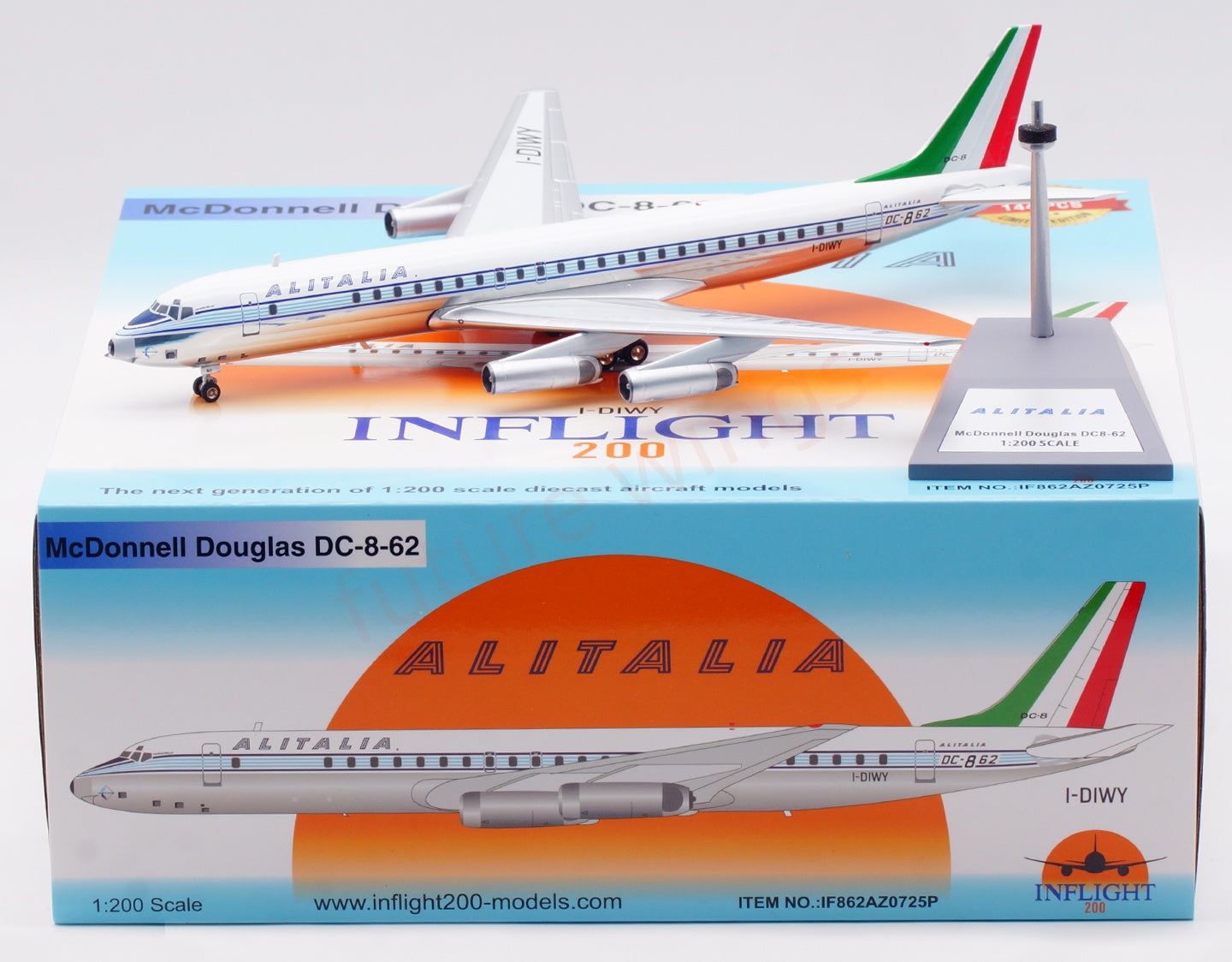 1:200 InFlight200 Alitalia DC-8-62 I-DIWY Diecast Aircraft Model