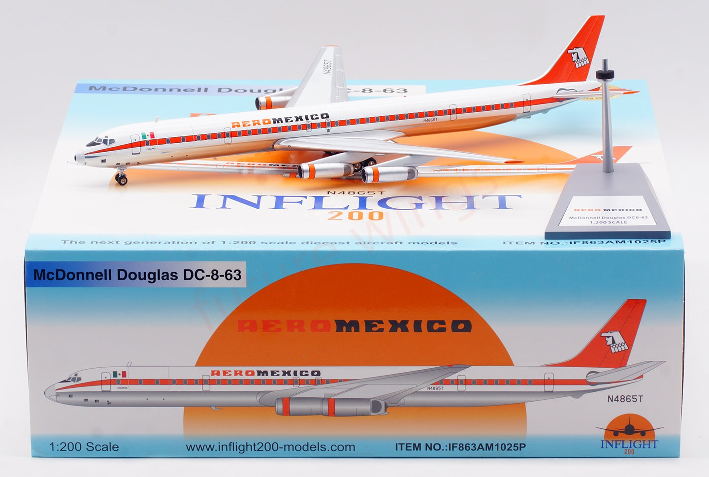 1:200 InFlight200 Aero Mexico DC-8-63 N6865 Diecast Aircraft Model