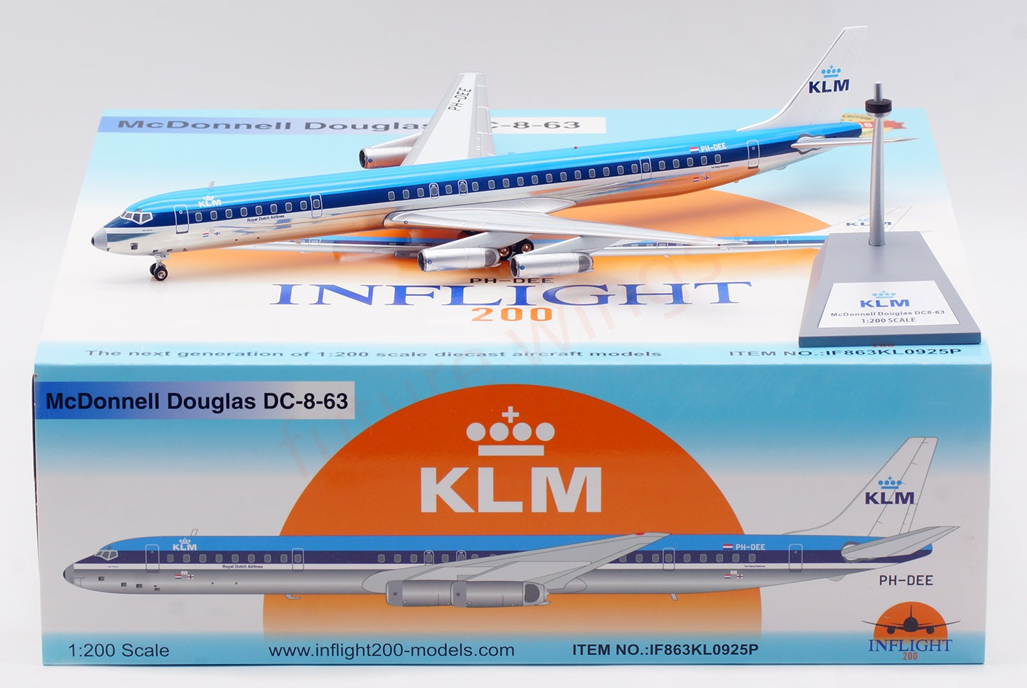 1:200 InFlight200 KLM DC-8-63 PH-DEE Diecast Aircraft Model
