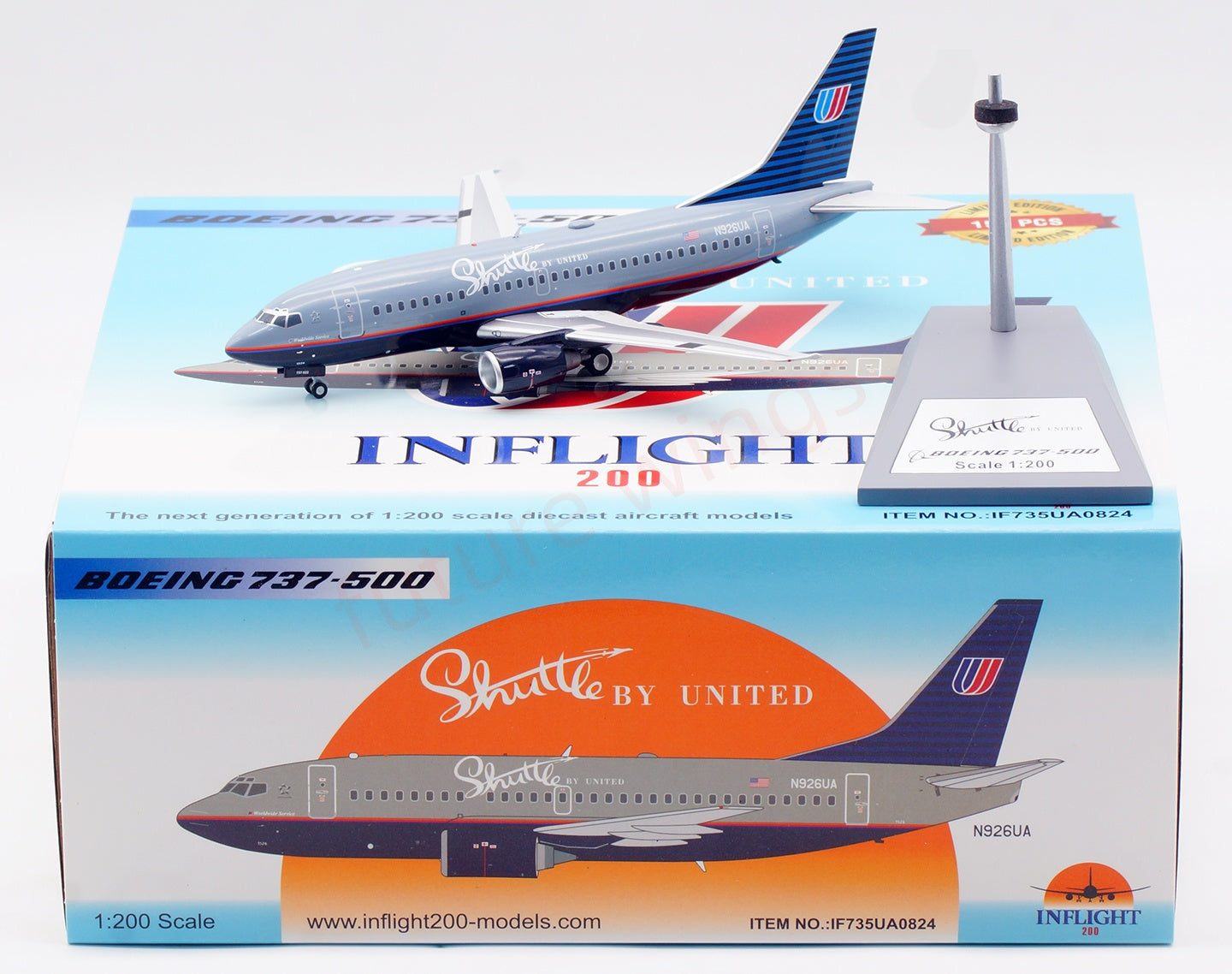 1:200 InFlight200 United Airlines B737-500 N926UA Diecast Aircraft Model