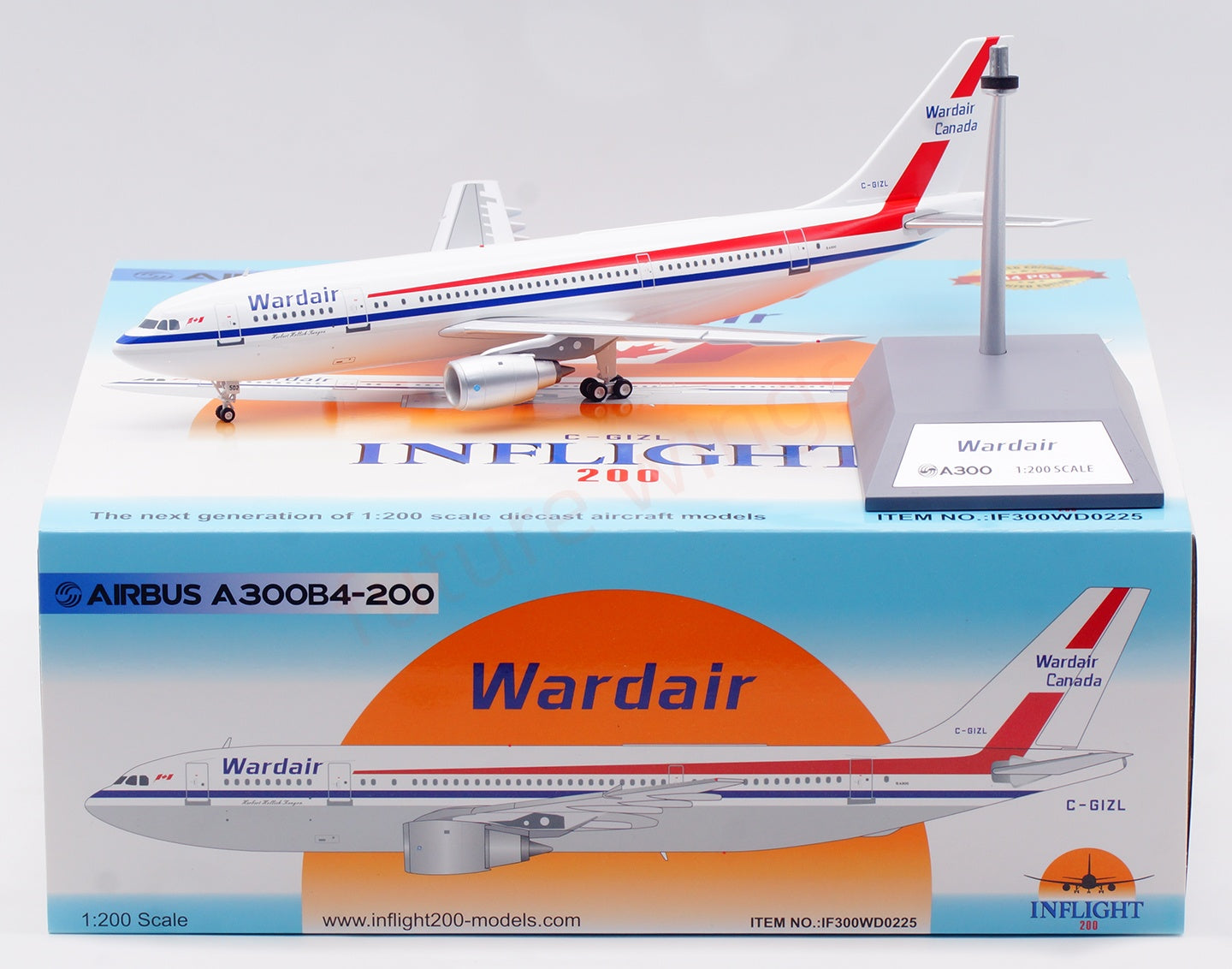 1:200 InFlight200 Wardair Airbus A300B4 C-GIZL Diecast Aircraft Model With Stand