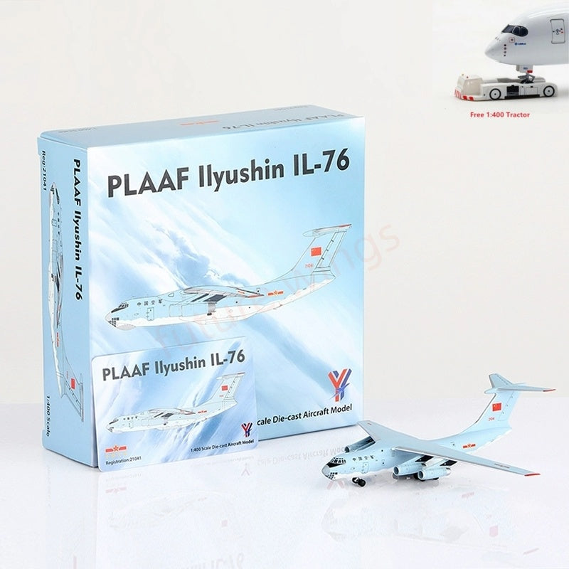 1:400 YY Wings China Air Force IL-76 21041/21042/21043 Aircraft Model+Free Tractor