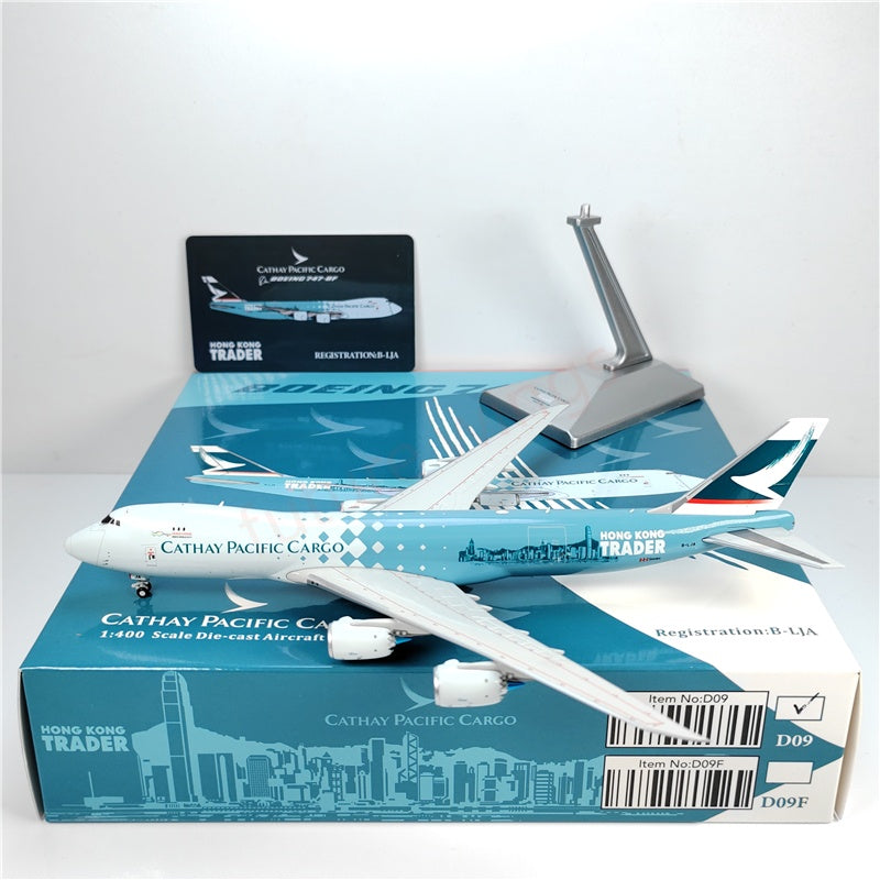 1:400 YY Wings Cathay Pacific B747-8F B-LJA Aircraft Model Free Tractor +Stand