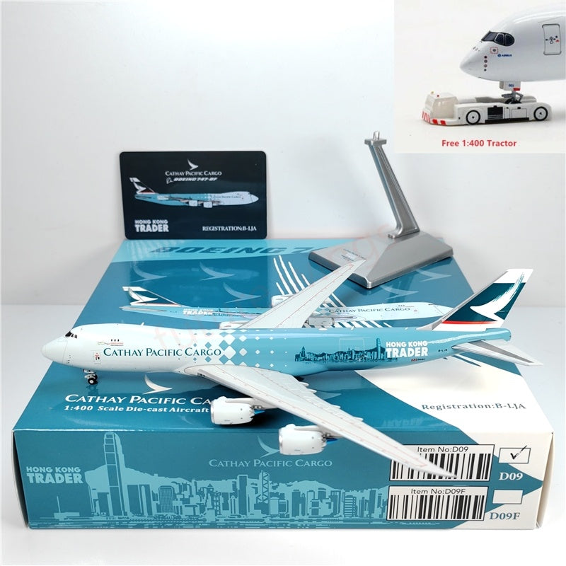1:400 YY Wings Cathay Pacific B747-8F B-LJA Aircraft Model Free Tractor +Stand