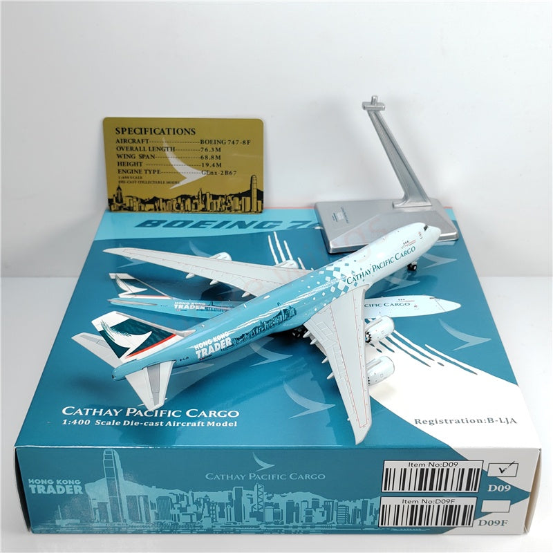1:400 YY Wings Cathay Pacific B747-8F B-LJA Aircraft Model Free Tractor +Stand