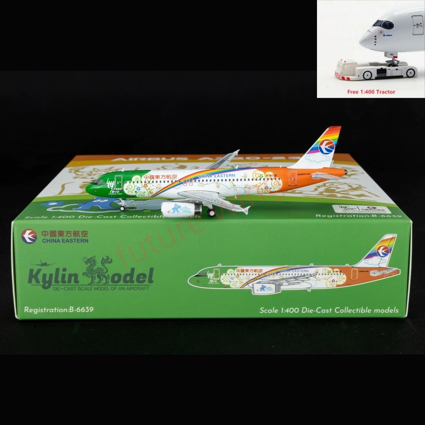 1:400 Kylin Models China Eastern Airlines A320 B-663 Aircraft Model+Free Tractor