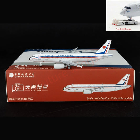 1:400 Kylin Models China Airlines A320 3B-RGZ Aircraft Model+Free Tractor