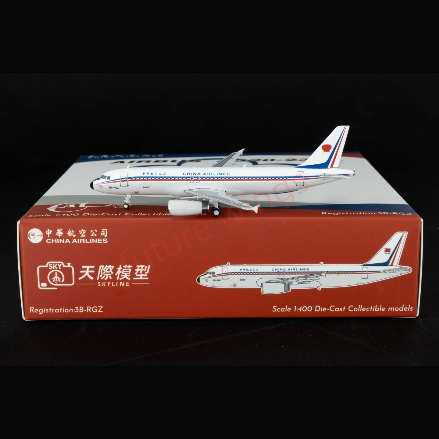 1:400 Kylin Models China Airlines A320 3B-RGZ Aircraft Model+Free Tractor