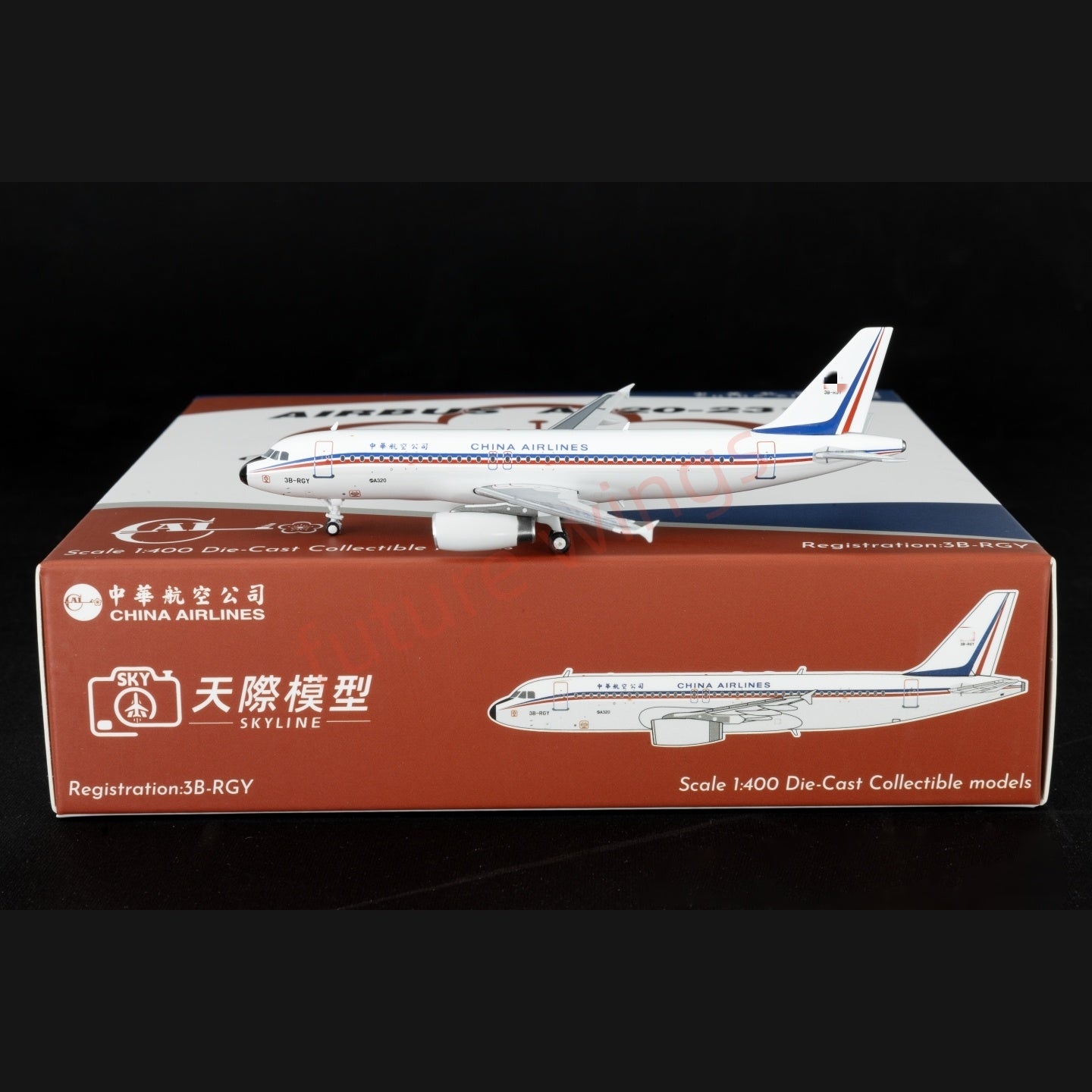 1:400 Kylin Models China Airlines A320 3B-RGY Aircraft Model+Free Tractor
