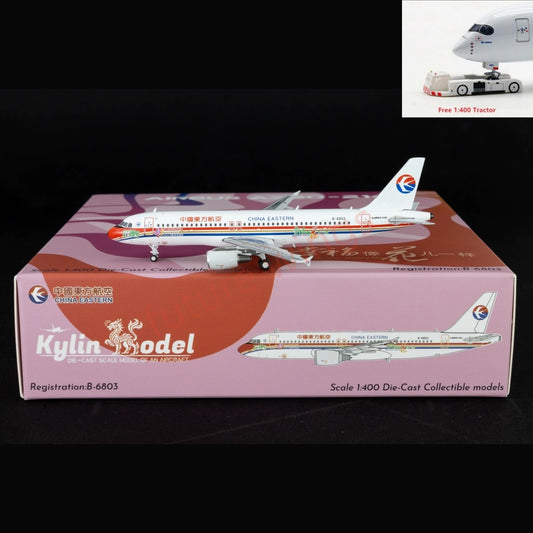 1:400 Kylin Models China Eastern Airlines A320 B-6803 Aircraft Model+Free Tractor
