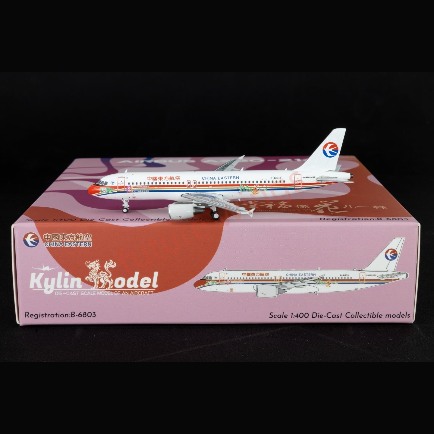 1:400 Kylin Models China Eastern Airlines A320 B-6803 Aircraft Model+Free Tractor