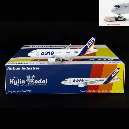 1:400 Kylin Models Airbus House Color A319 F-WWAS  Aircraft Model+Free Tractor