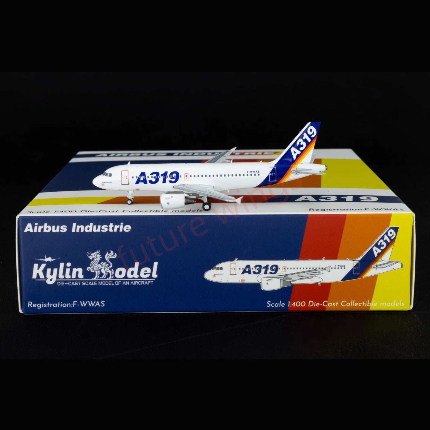 1:400 Kylin Models Airbus House Color A319 F-WWAS  Aircraft Model+Free Tractor