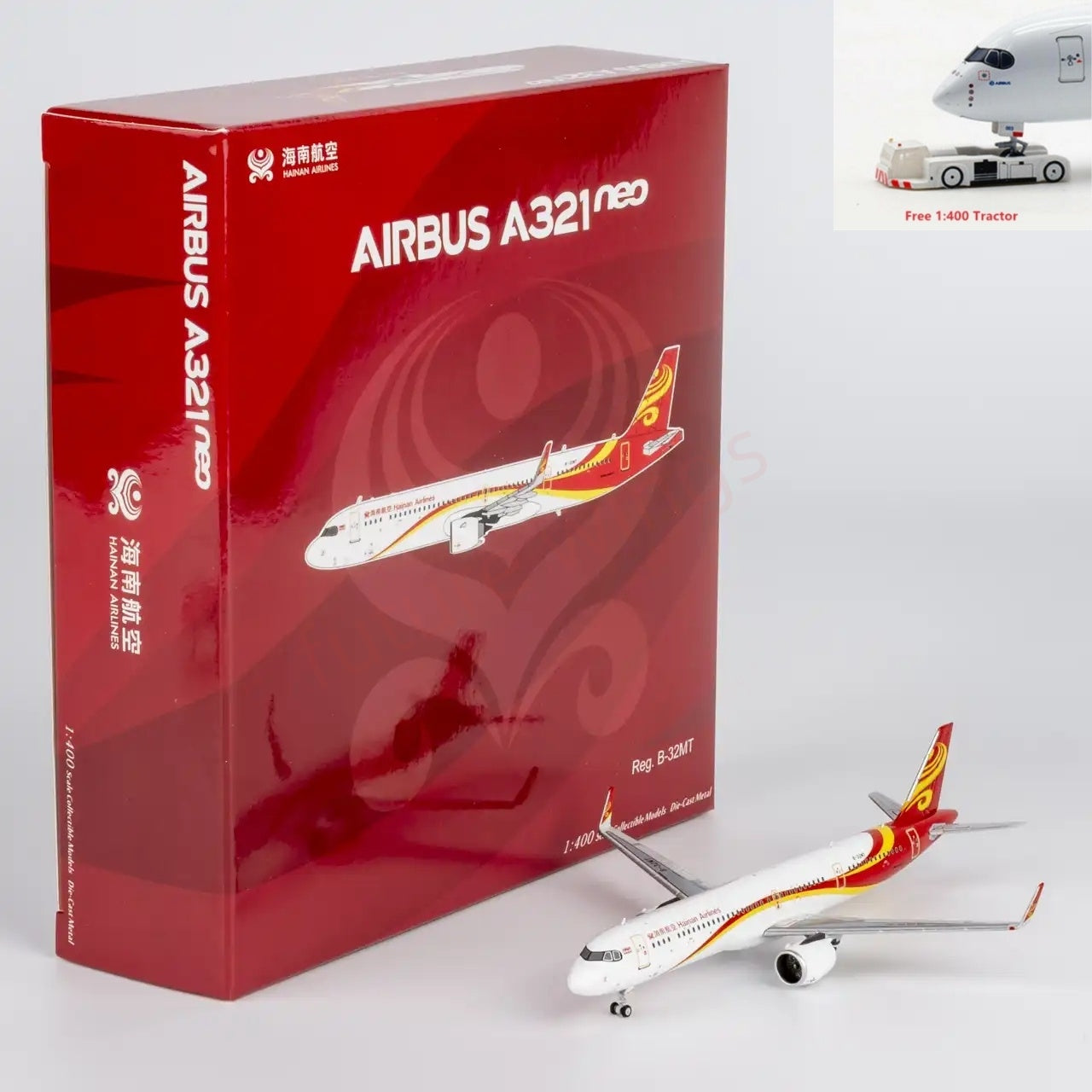 1:400 NG Models NG13136 Hainan Airlines A321neo B-32MT Aircraft Model+Free Tractor