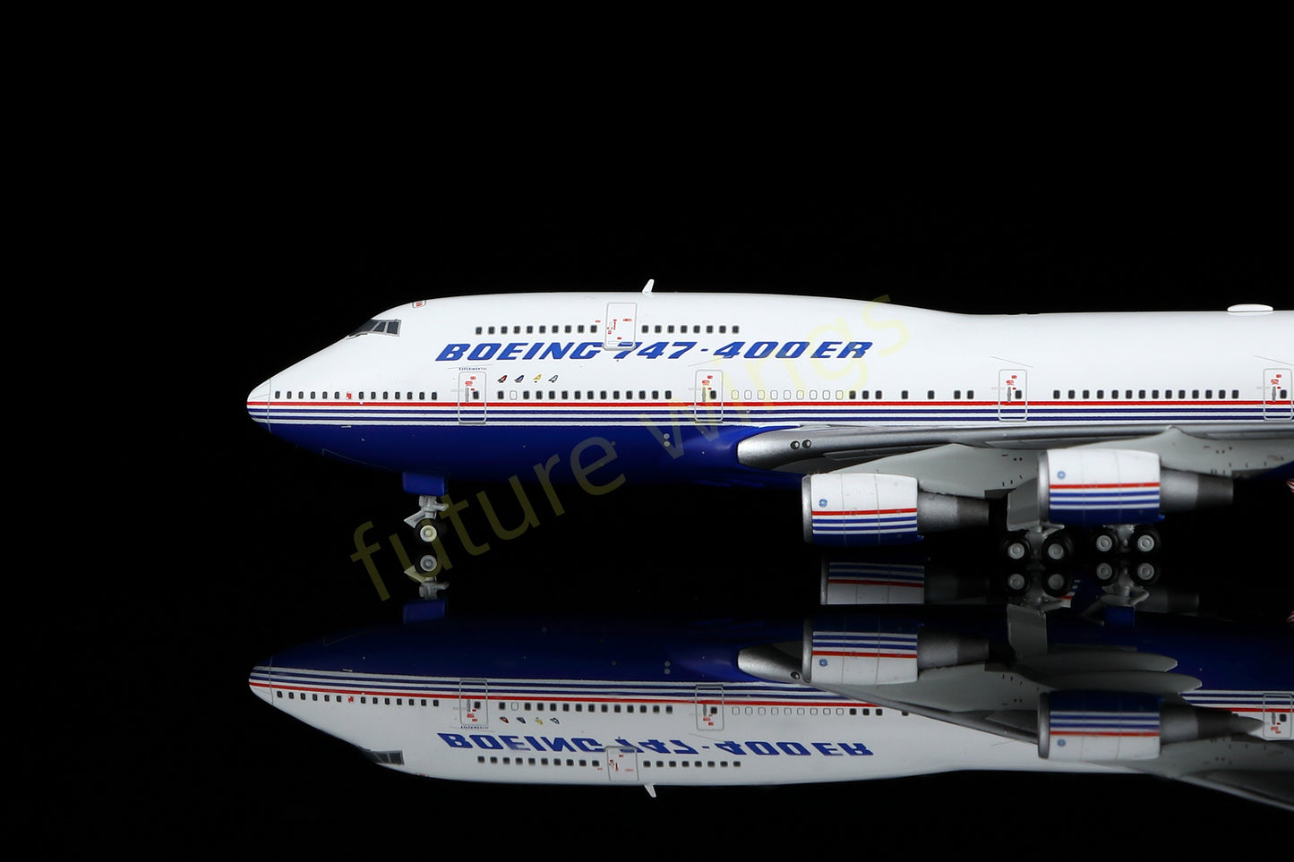 1:400 HX Models Boeing House Color B747-400ER N747ER Aircraft Model Free Tractor+Stand