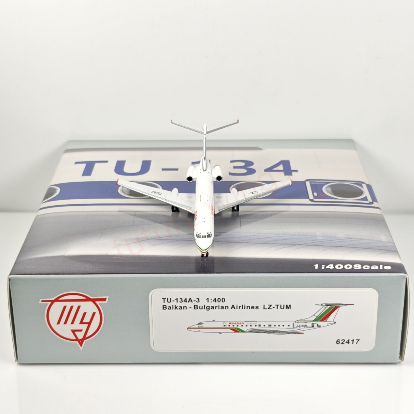 1:400 PandaModel Balkan Bulgarian Airlines TU-134A LZ-TUM Aircraft Model+Free Tractor