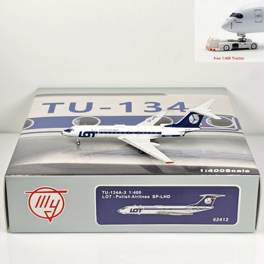 1:400 PandaModel LOT TU-134 SP-LHD Aircraft Model+Free Tractor