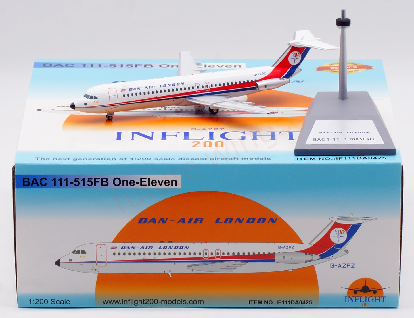 1:200 InFlight200 Dan Air-London BAC 111 G-AZPZ Diecast Aircraft Model