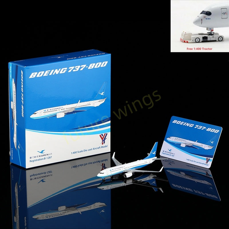 1:400 YY Wings Xiamen Air B737-800 B-1287 Aircraft Model Free Tractor+Stand