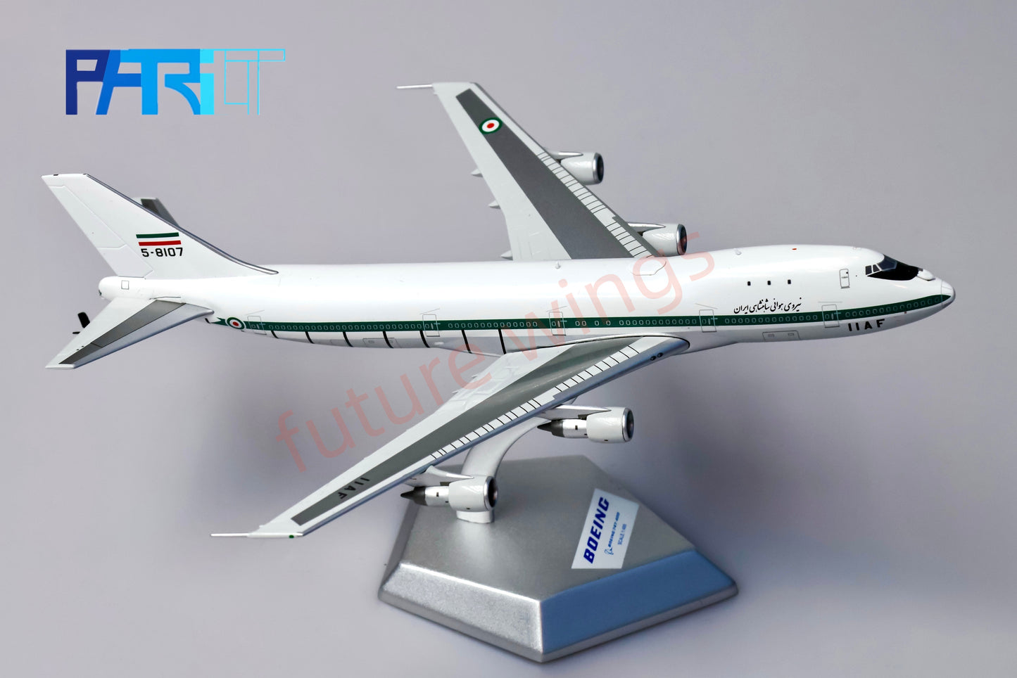 1:400 Patriot Iranian Air Force B747-131(SF) 5-8107 Diecast Aircraft Model+Free Tractor