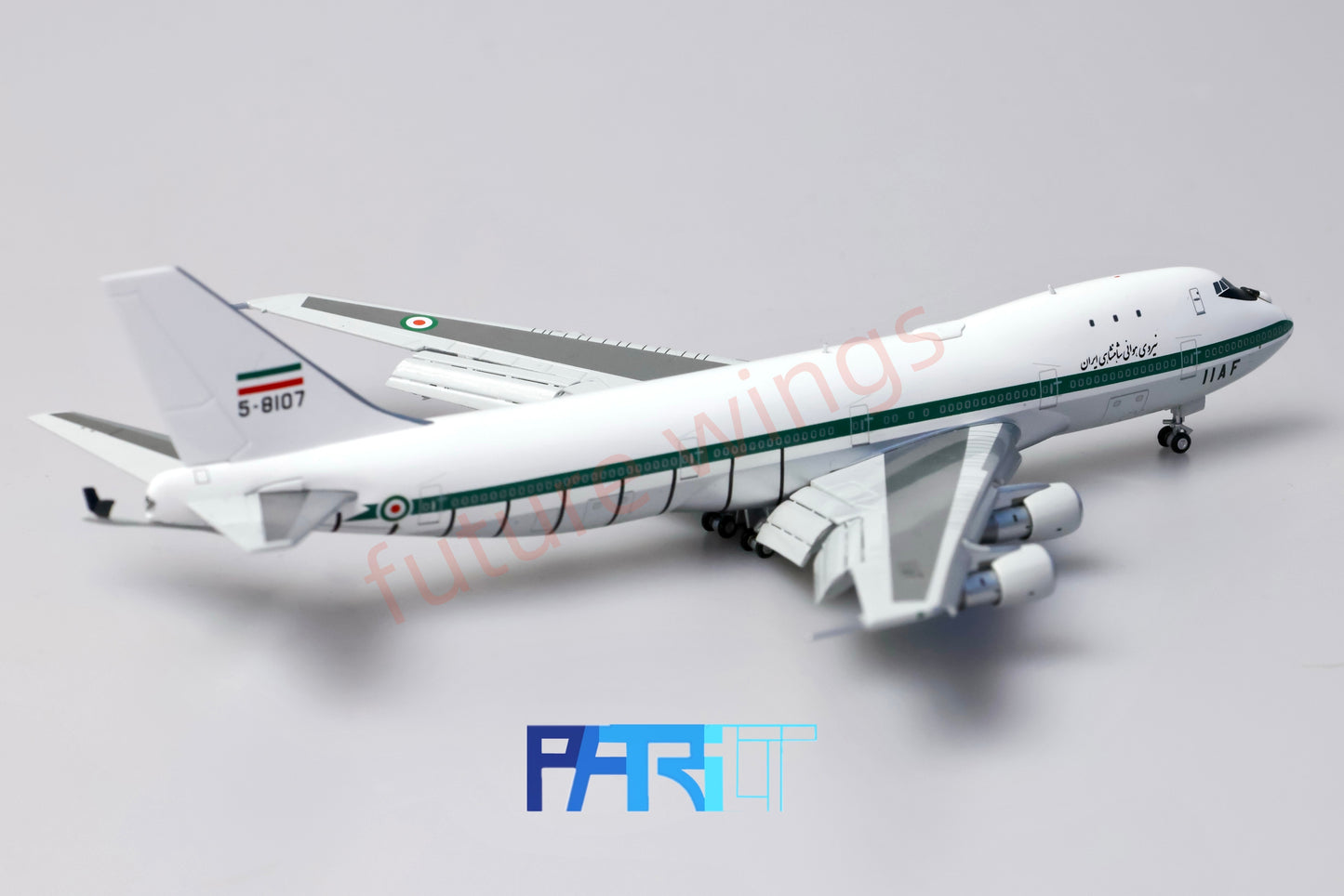 1:400 Patriot Iranian Air Force B747-131(SF) 5-8107 Diecast Aircraft Model+Free Tractor