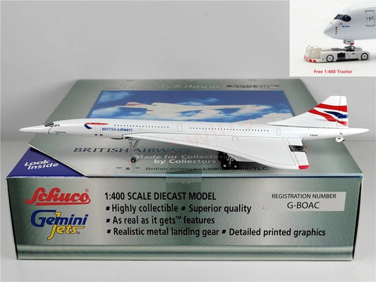 (On Sale)1:400 GeminiJets British Airways Concord G-BOAC Diecast Aircraft Model+Free Tractor