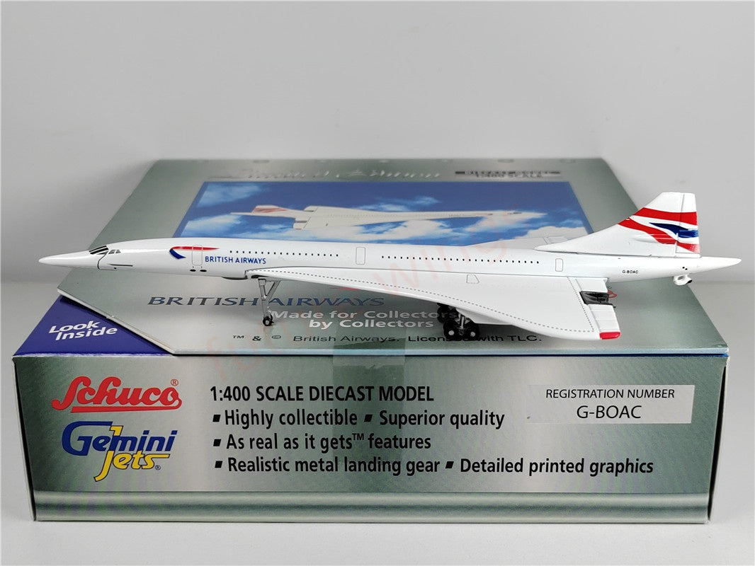 (On Sale)1:400 GeminiJets British Airways Concord G-BOAC Diecast Aircraft Model+Free Tractor