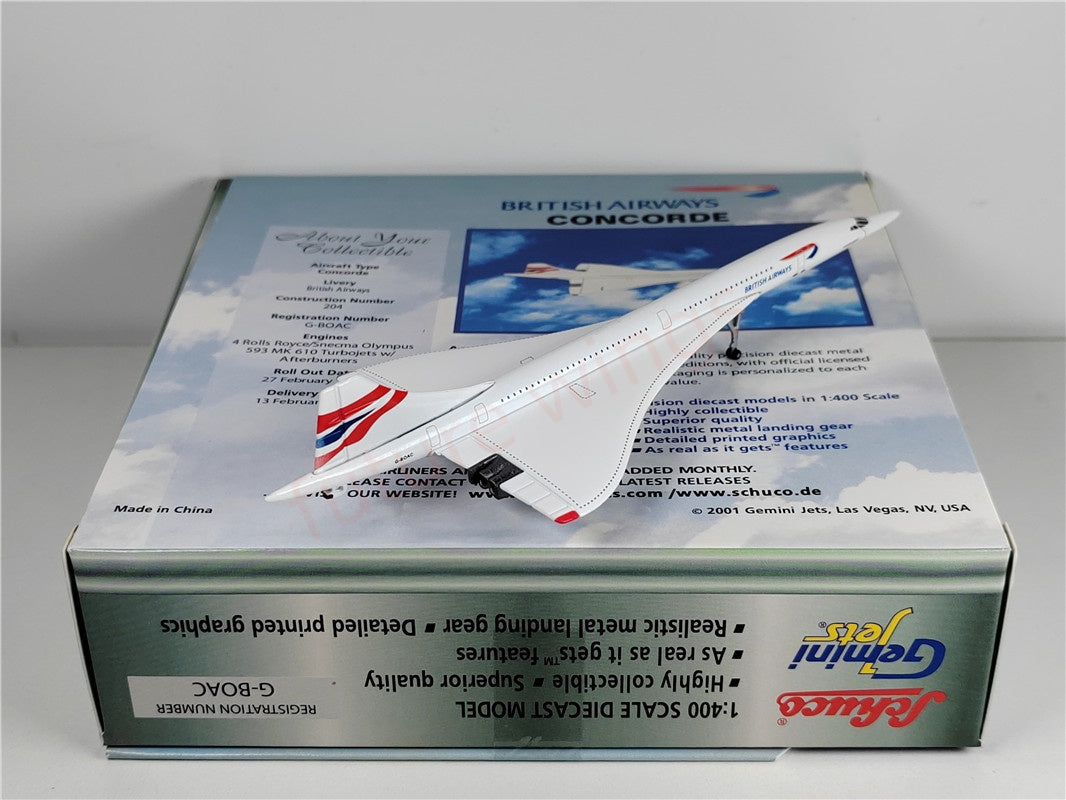 (On Sale)1:400 GeminiJets British Airways Concord G-BOAC Diecast Aircraft Model+Free Tractor