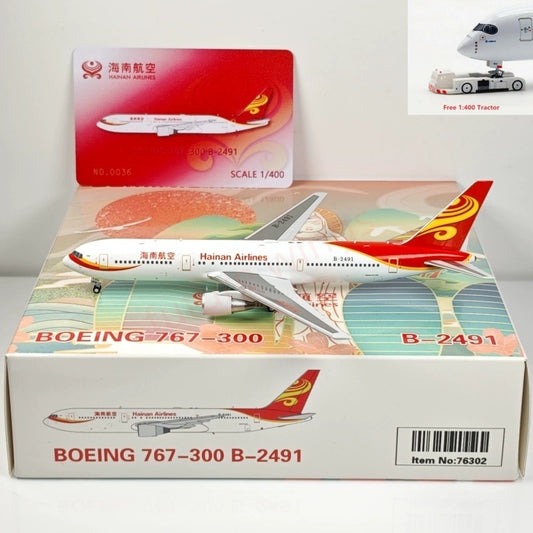 1:400 Geministar Hainan Airlines B767-300ER B-2491 Aircraft Model+Free Tractor