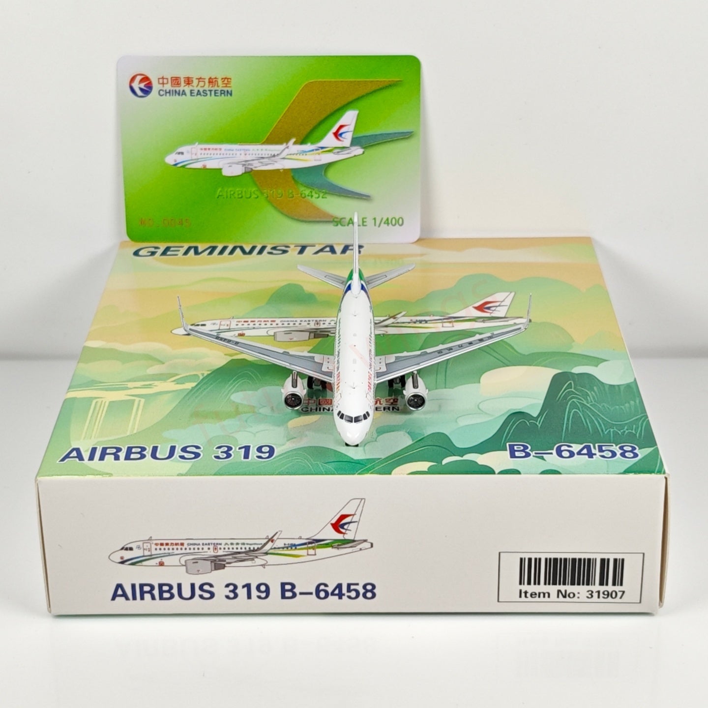 1:400 Geministar China Eastern Airlines A319 B-6452 B-6458 Aircraft Model+Free Tractor