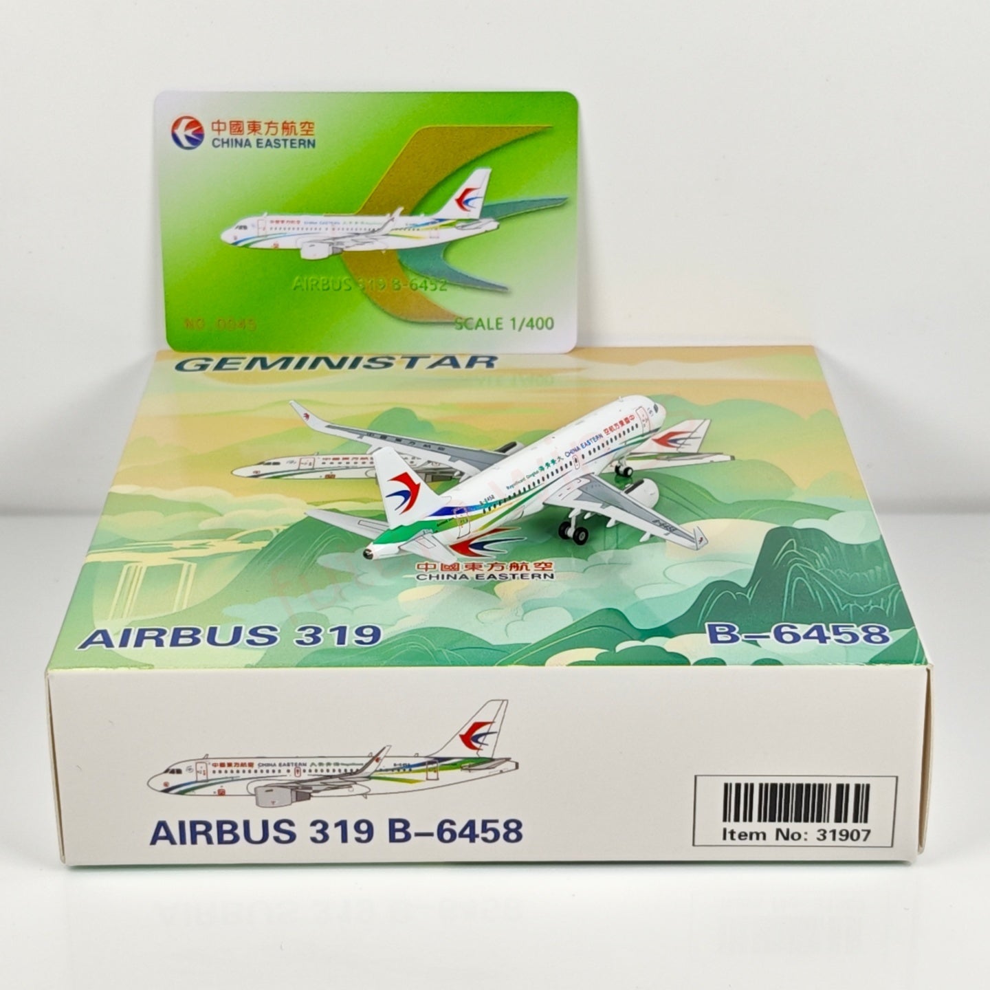 1:400 Geministar China Eastern Airlines A319 B-6452 B-6458 Aircraft Model+Free Tractor