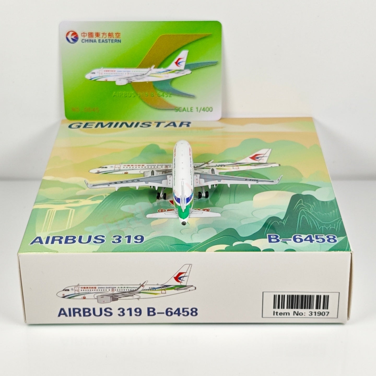 1:400 Geministar China Eastern Airlines A319 B-6452 B-6458 Aircraft Model+Free Tractor