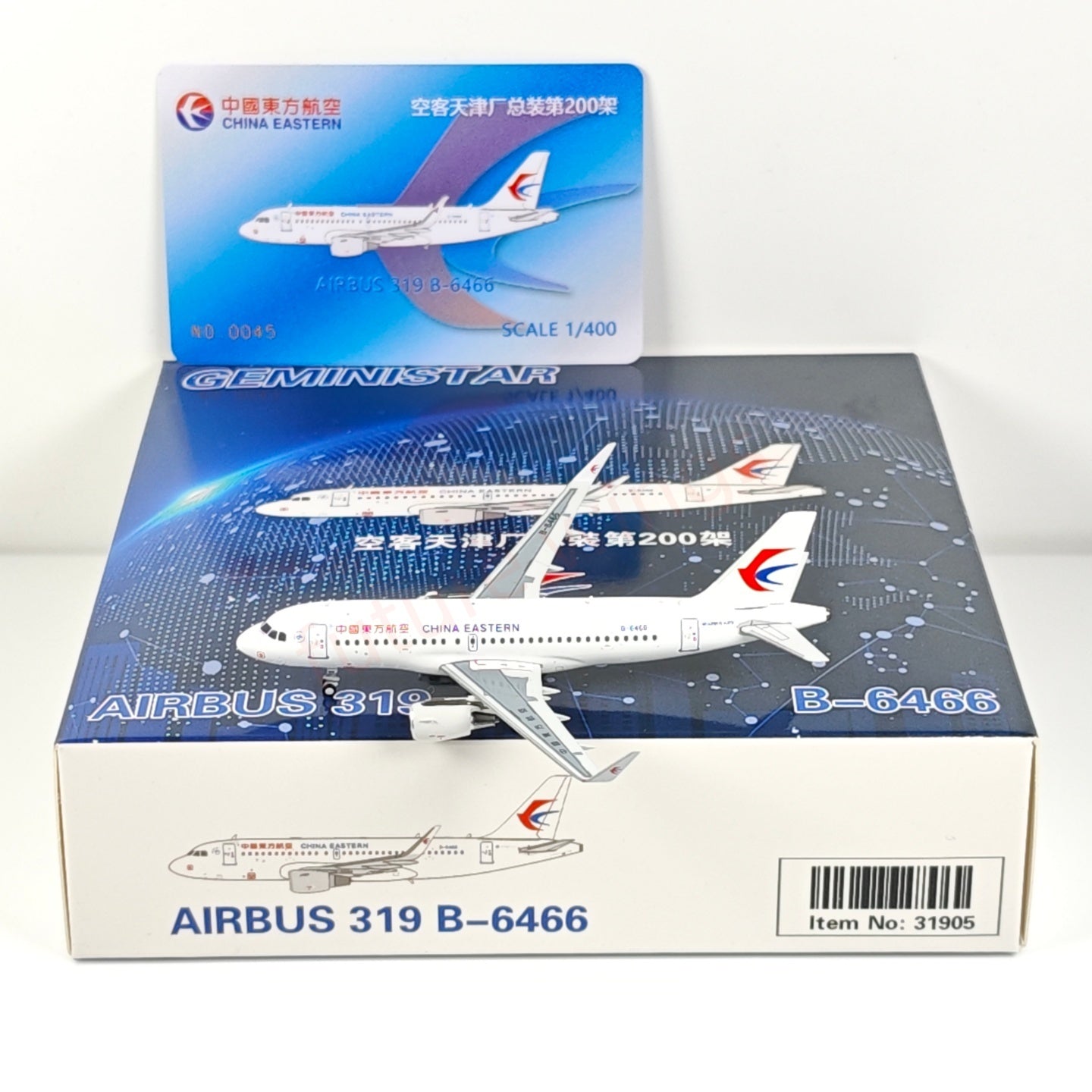 1:400 Geministar China Eastern Airlines A319 B-6466 Aircraft Model+Free Tractor