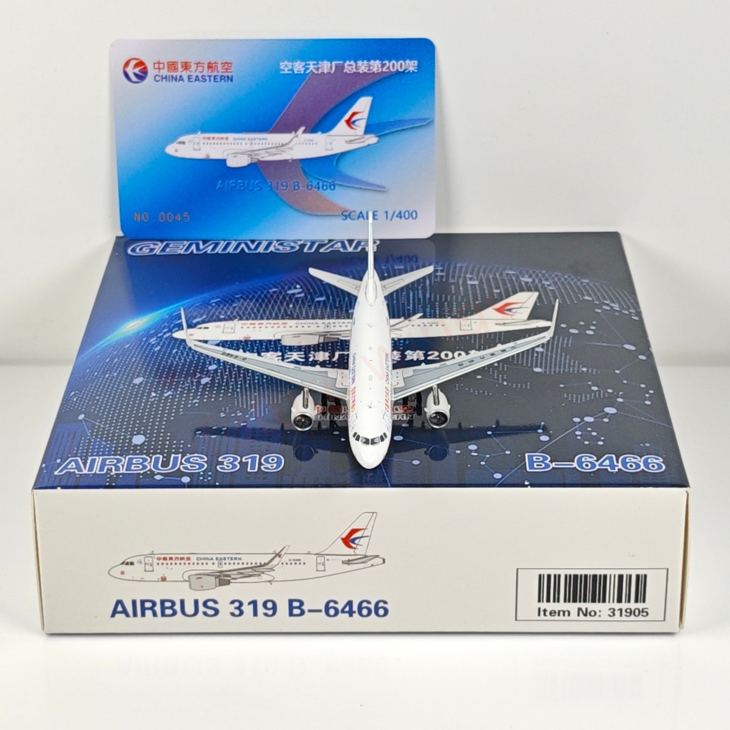 1:400 Geministar China Eastern Airlines A319 B-6466 Aircraft Model+Free Tractor