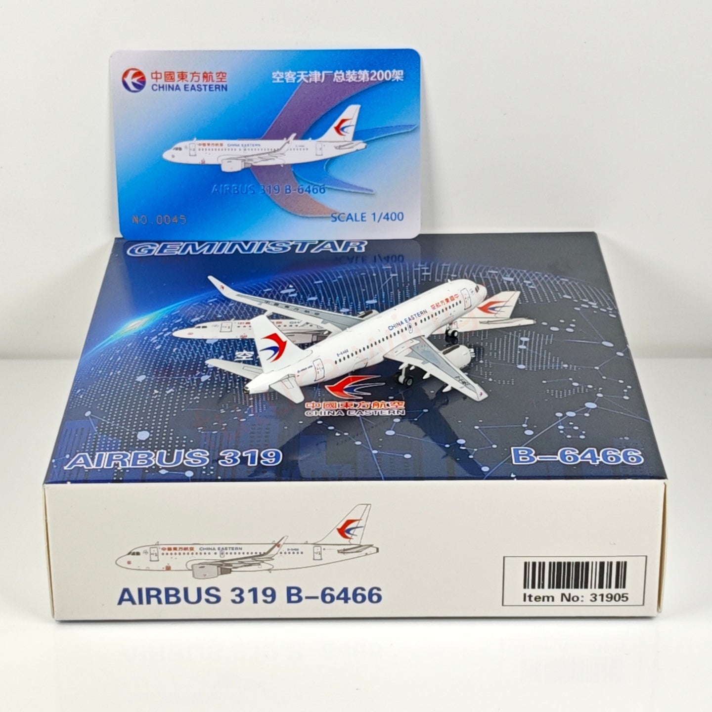 1:400 Geministar China Eastern Airlines A319 B-6466 Aircraft Model+Free Tractor