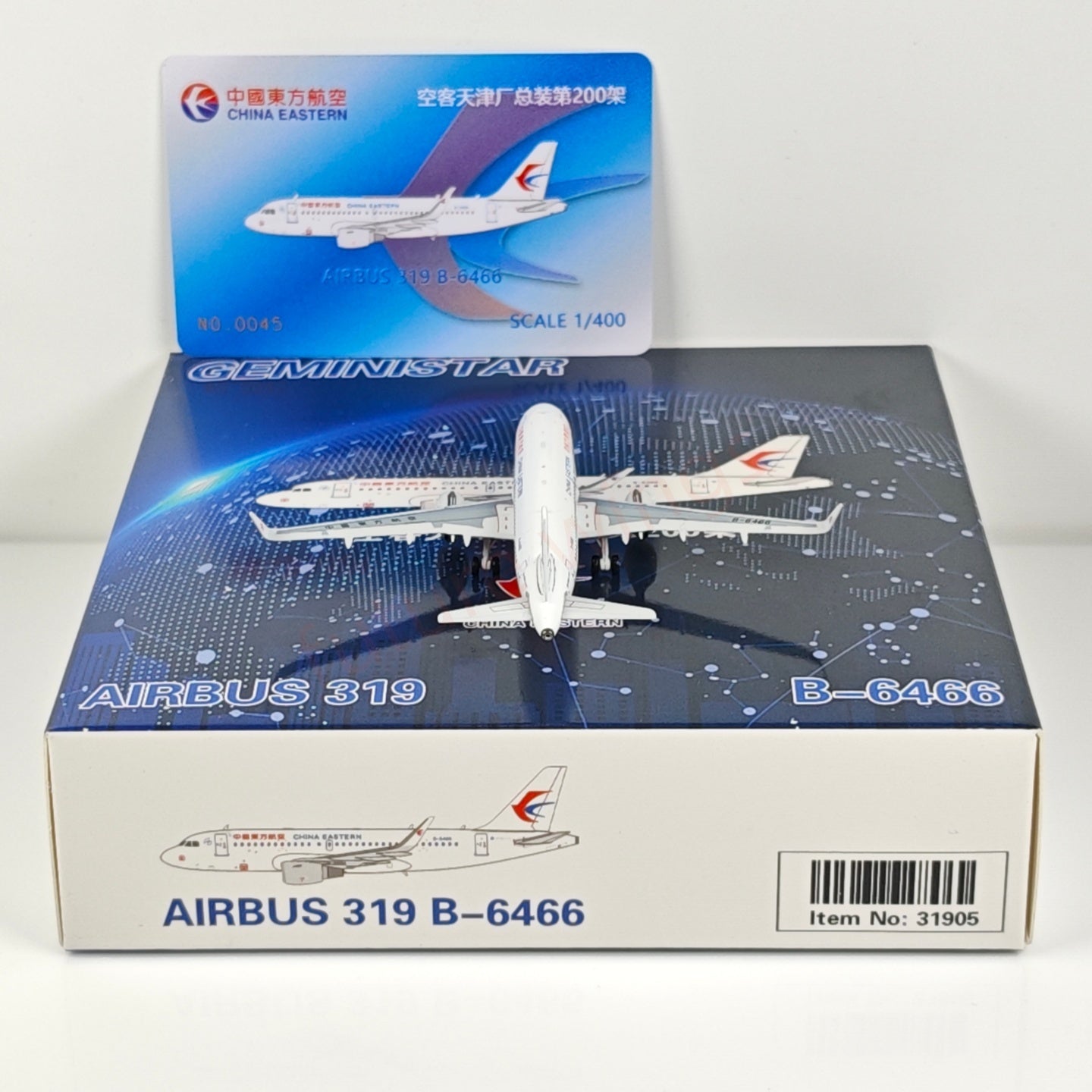 1:400 Geministar China Eastern Airlines A319 B-6466 Aircraft Model+Free Tractor