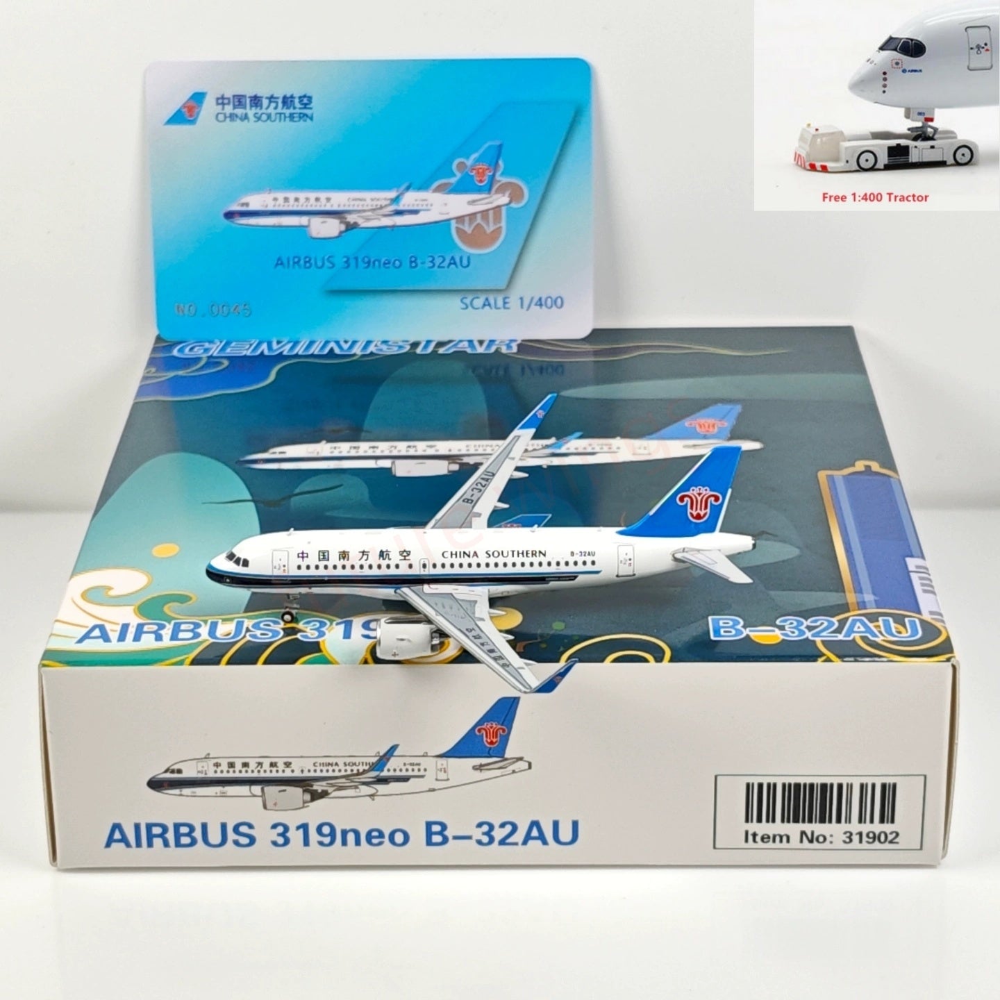1:400 Geministar China Southern Airlines A319neo B-32AU B-32JJ Aircraft Model+Free Tractor