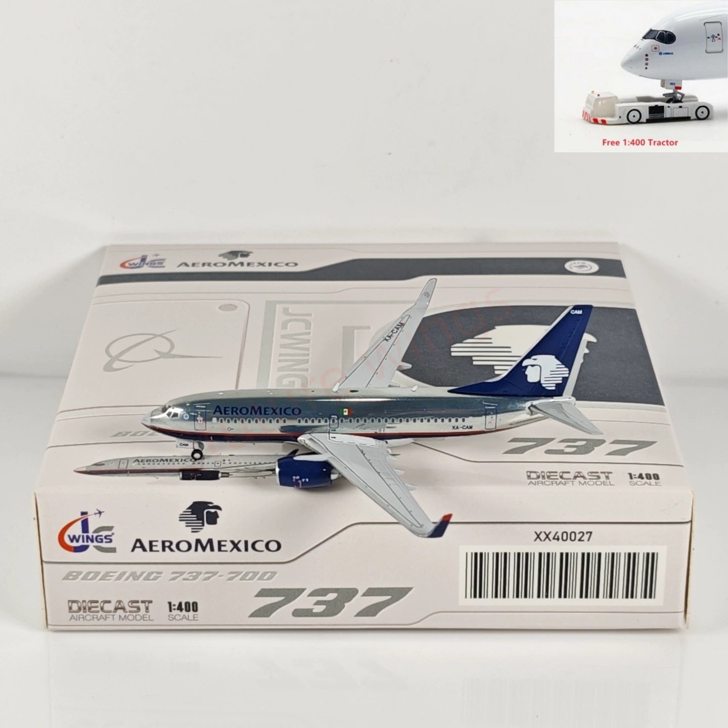 1:400 JC Wings XX40027 AeroMexico B737-700 XA-CAM Aircraft Model+Free Tractor