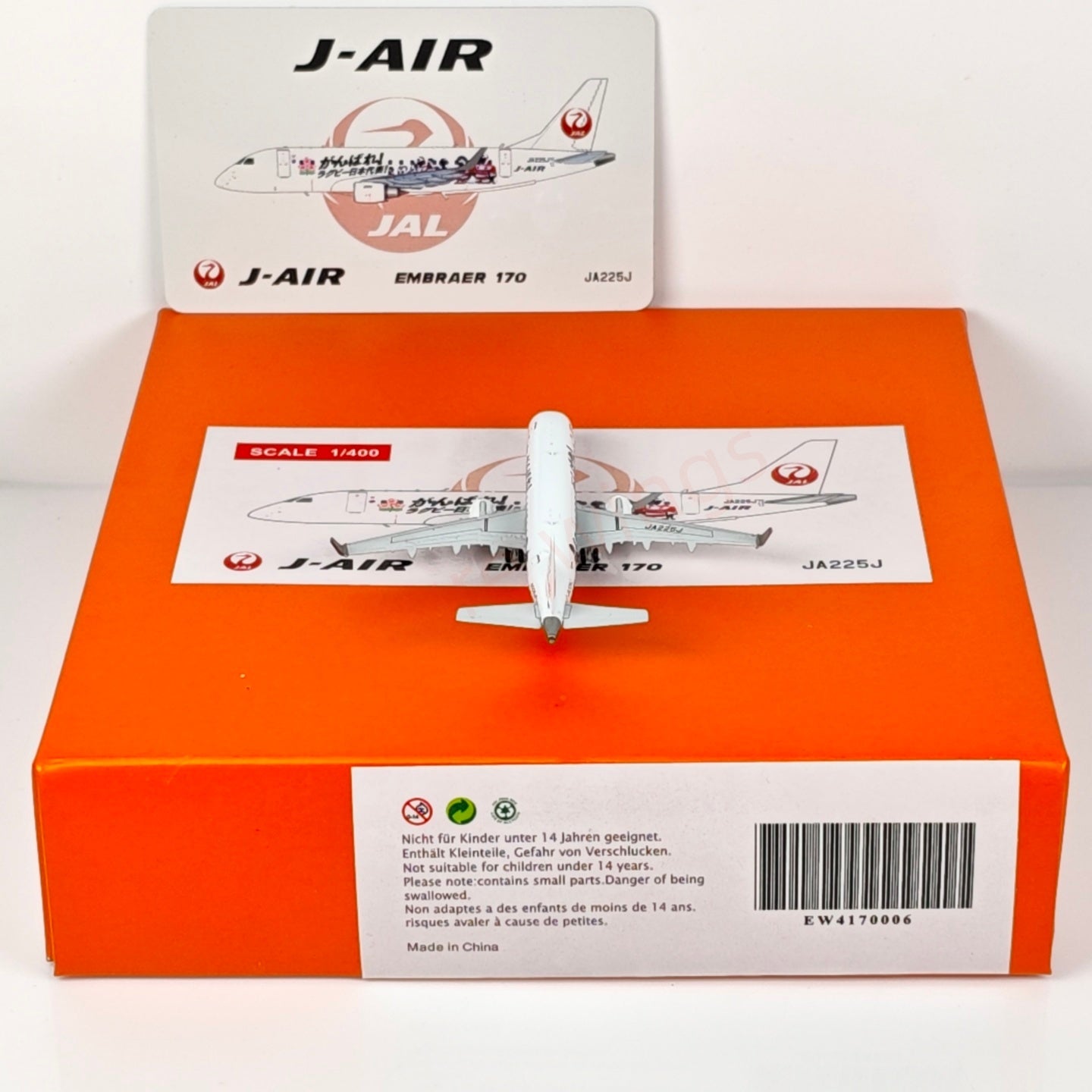 1:400 JC Wings EW4170006 Japan Airlines ERJ-170STD JA225J Aircraft Model+Free Tractor