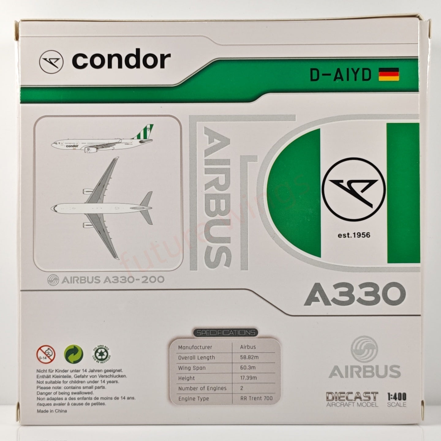 1:400 JC Wings XX40118 Condor A330-200 D-AIYD Aircraft Model+Free Tractor