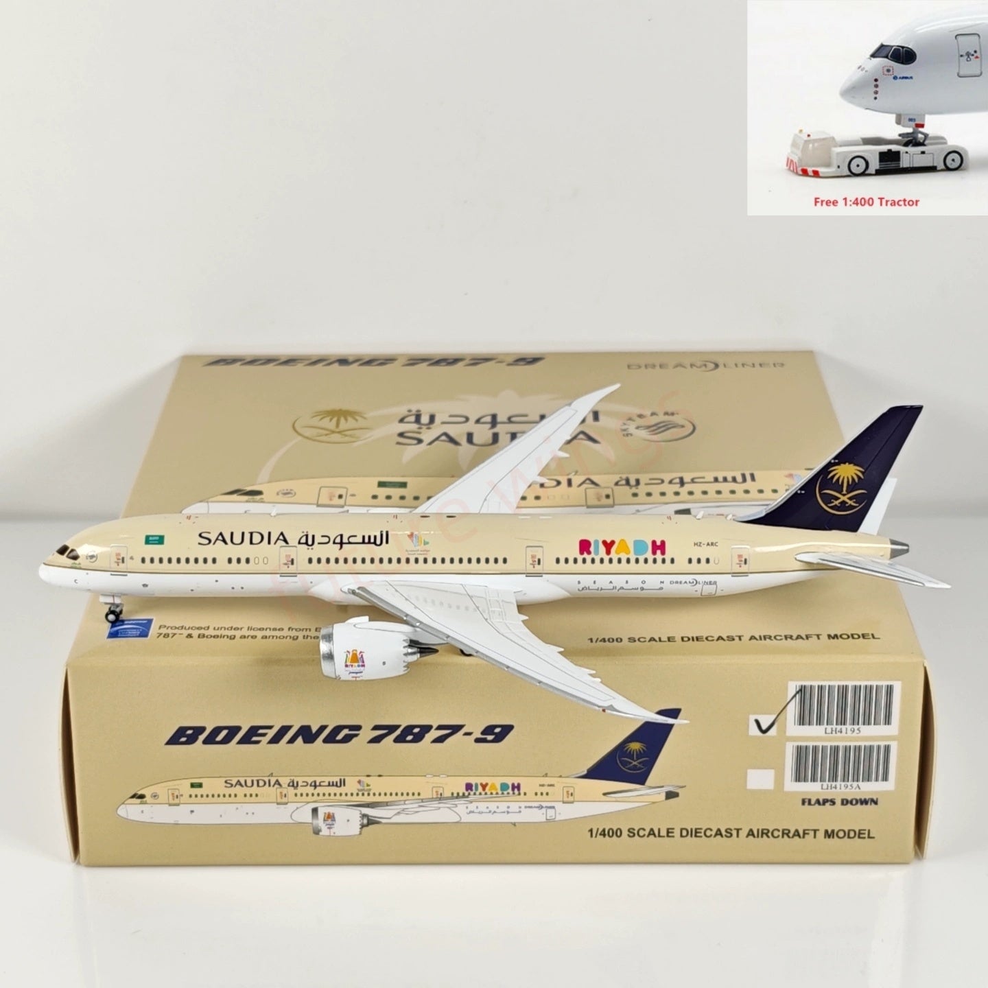 1:400 JC Wings LH4195 Saudi Arabian Airlines B787-9 HZ-ARC Aircraft Model+Free Tractor