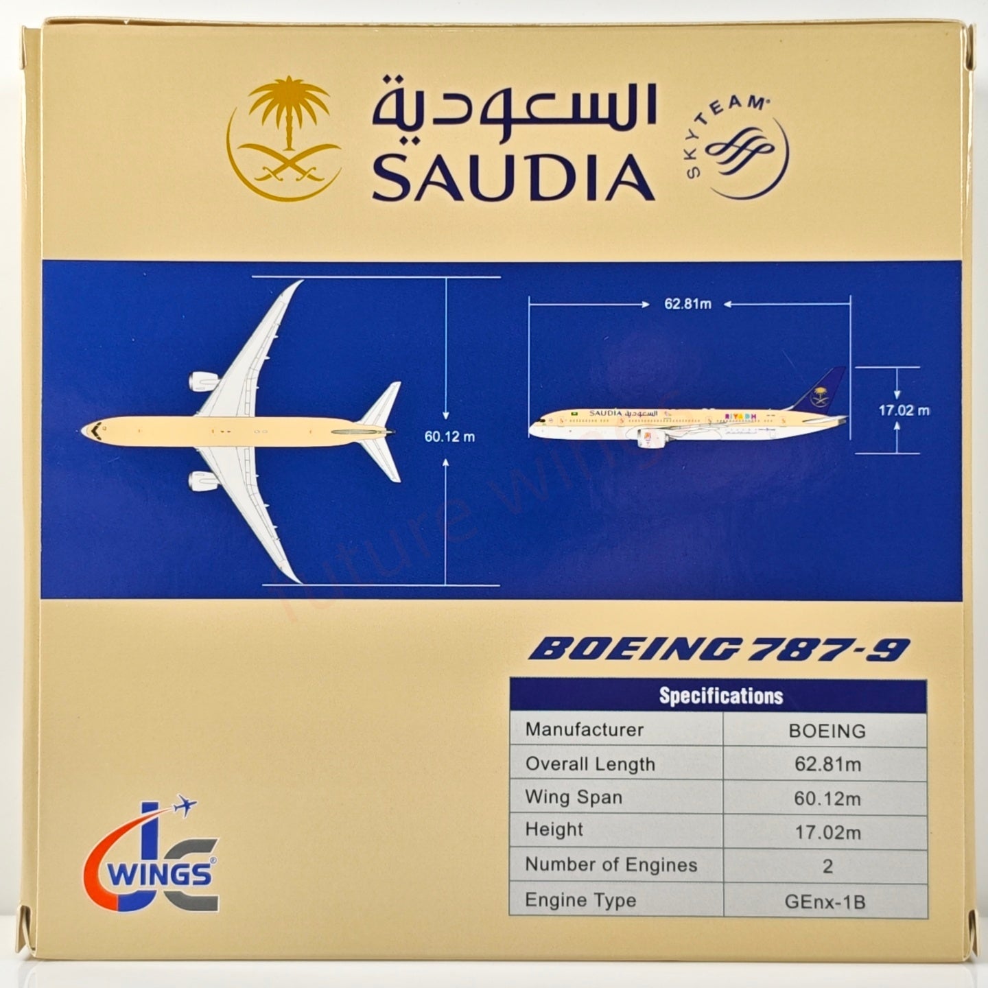 1:400 JC Wings LH4195 Saudi Arabian Airlines B787-9 HZ-ARC Aircraft Model+Free Tractor