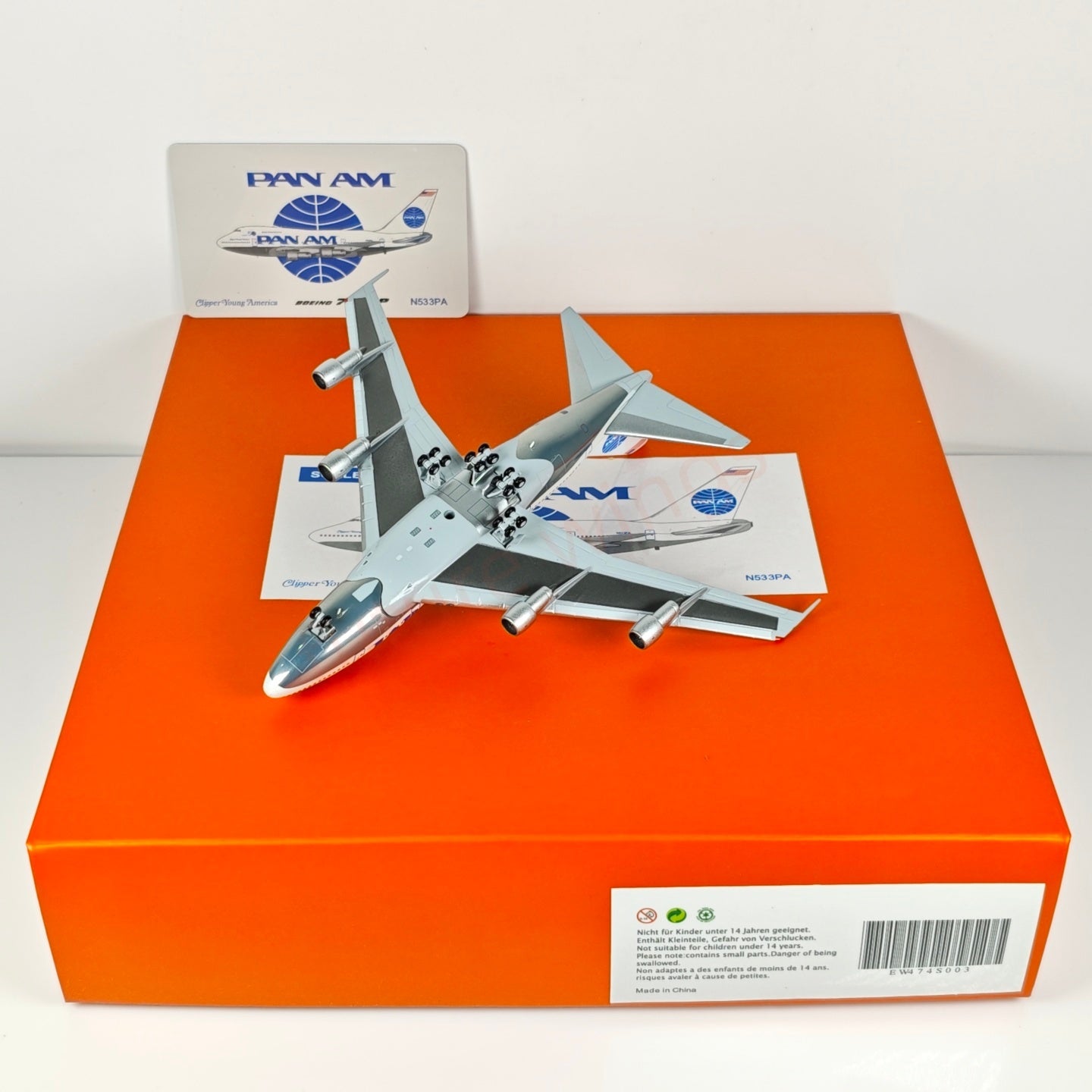1:400 JC Wings EW474S003 PAN AM B747SP N533PA Aircraft Model+Free Tractor