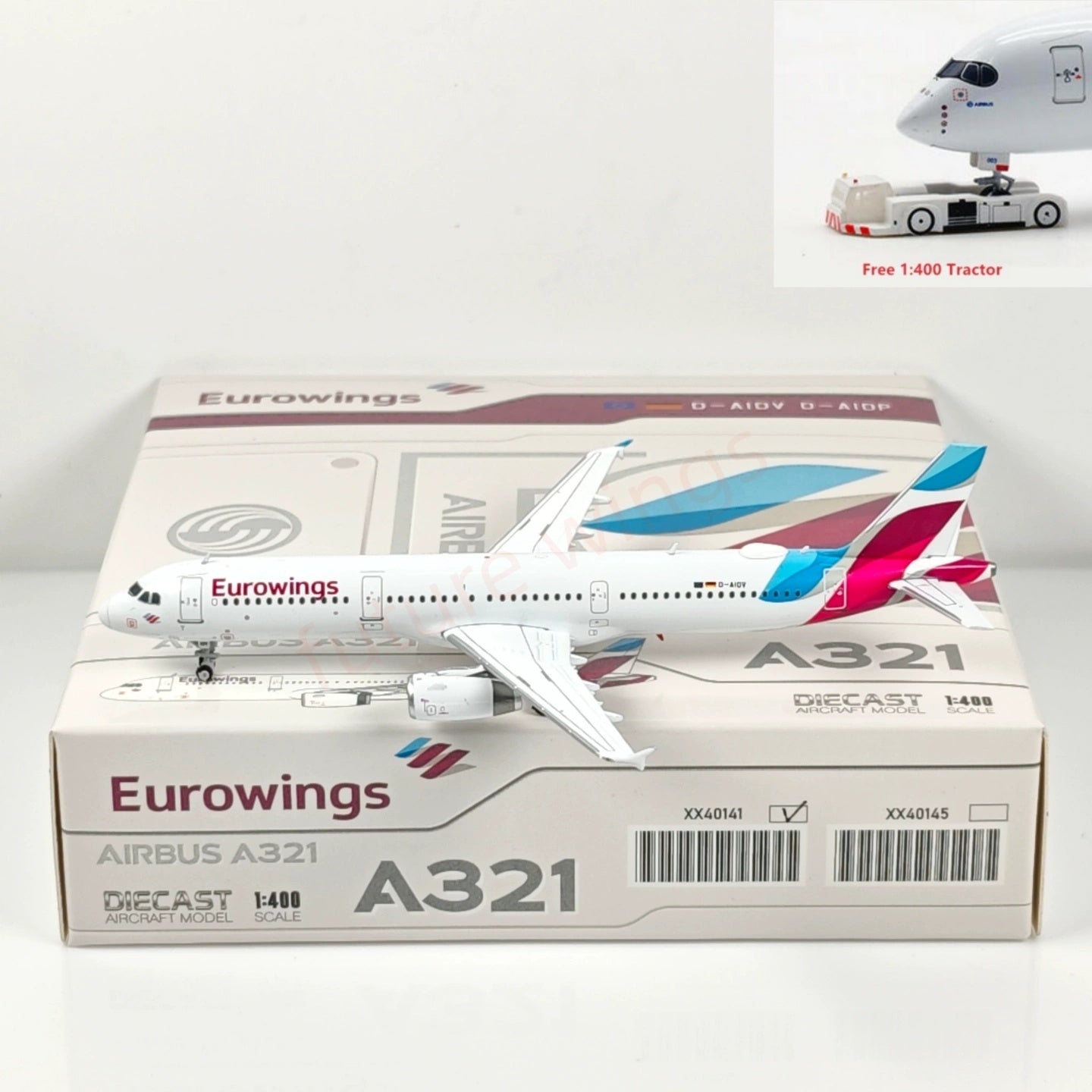 1:400 JC Wings XX40141 Eurowings A321 D-AIDV Aircraft Model+Free Tractor