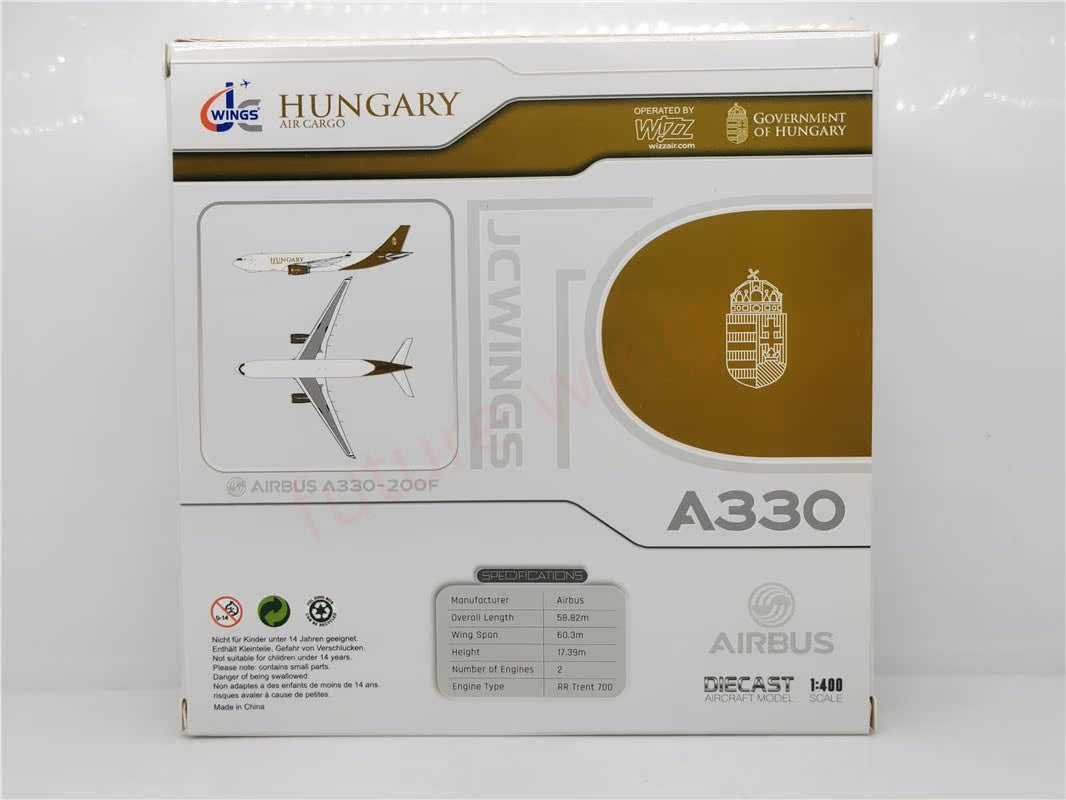 1:400 JC Wings LH4268 Hungary Air Cargo A330-200F HA-LHU Aircraft Model+Free Tractor